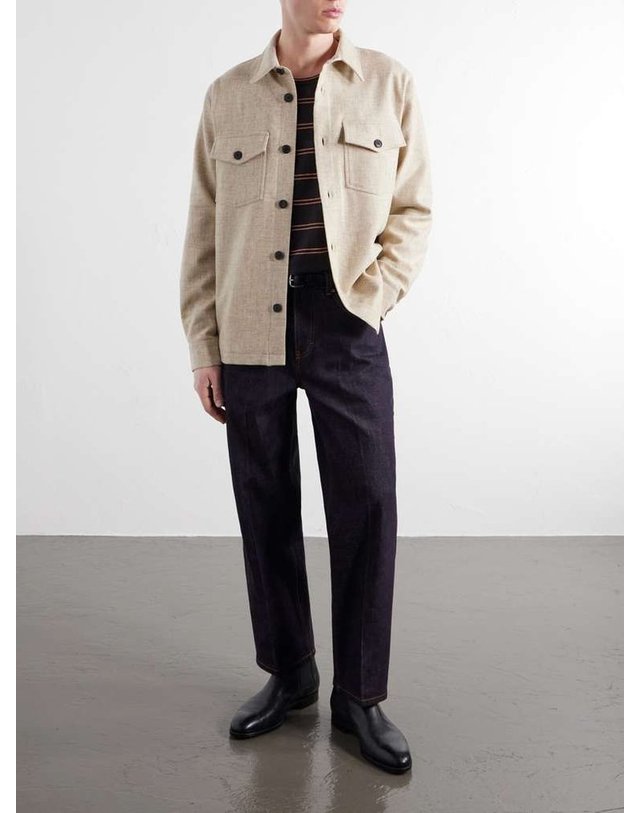 포르투기스 플란넬 [해외직구] 포르투기스 플란넬 멜랑주 WOOLTWEED 오버셔츠 WOOL FIELD OVERSHIRT B0082365255 착용컷