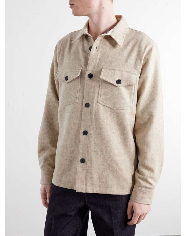 포르투기스 플란넬 [해외직구] 포르투기스 플란넬 멜랑주 WOOLTWEED 오버셔츠 WOOL FIELD OVERSHIRT B0082365255 착용컷