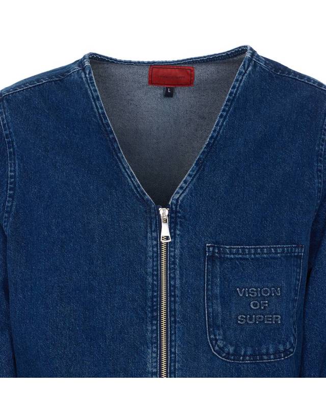비젼슈퍼 [해외직구] 26 S/S 비전 오브 슈퍼 로고 지퍼 데님 자켓 VS090JA/DENIM B0011974570 착용컷