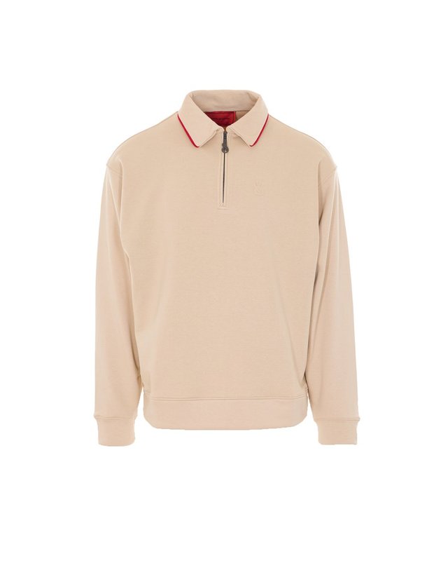 비젼슈퍼 [해외직구] 26 S/S 비전 오브 슈퍼 로고 하프 지퍼 폴로 VS081PZ/SAND B0011983911 착용컷