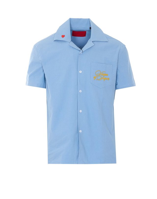 비젼슈퍼 [해외직구] 26 S/S 비전 오브 슈퍼 로고 볼링 셔츠 VS089CM/BLU B0011987723 착용컷