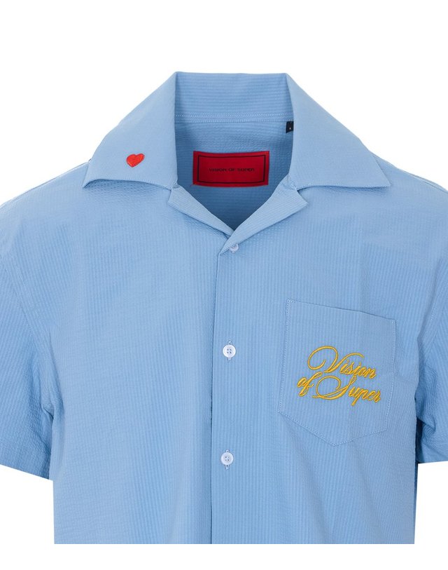 비젼슈퍼 [해외직구] 26 S/S 비전 오브 슈퍼 로고 볼링 셔츠 VS089CM/BLU B0011987723 착용컷