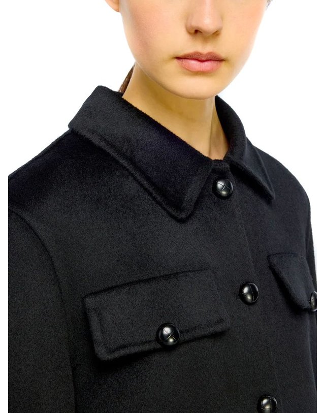 세미쿠처 [해외직구] 세미꾸뛰르 블랙 더블브레스티드 울 자켓 Y6WV01Y690 B0302429266 착용컷