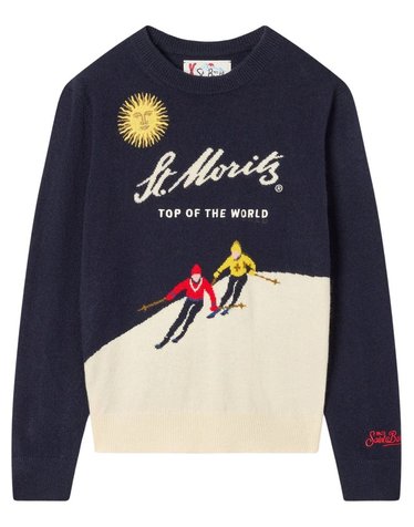 [해외직구] 네이비 블루 DOUGLAS 크루넥 니트 WITH ST MORITZ 인따르시아 & 엠브로이드 스페셜 에디션 (KIDS 상품) DOU000101660M B0192337251