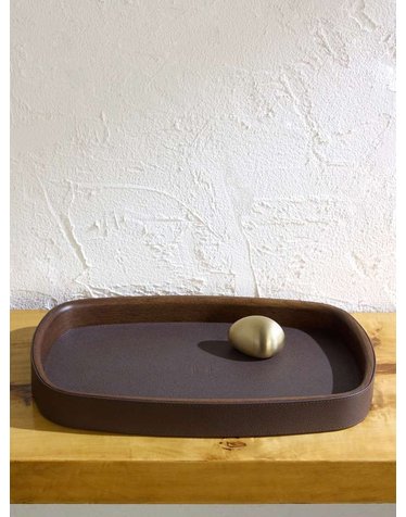 [해외직구] 애술린 PEBBLE 레더 우드 TRAY 882664013790 B0082291576