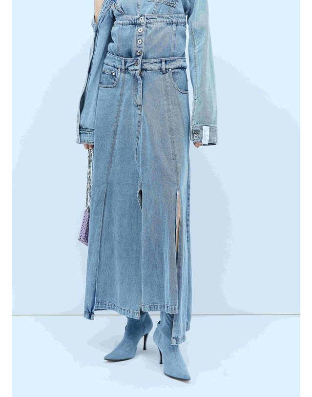 록 [해외직구] 23 F/W Rokh EXTENDED 웨이스트밴드 데님 스커트 R2CA179 CT 06DENIM B0110819682 착용컷