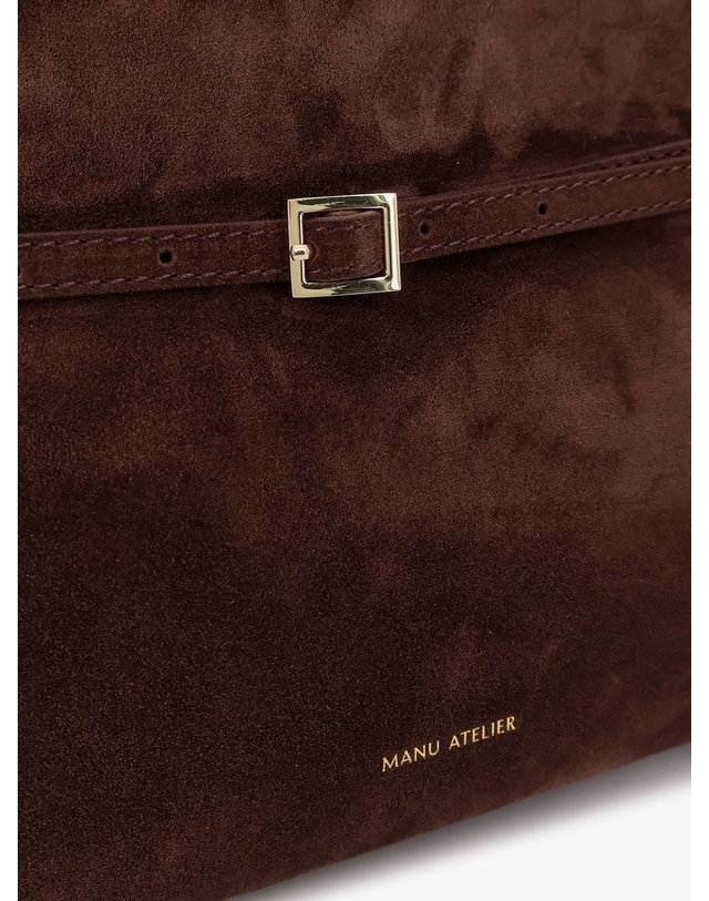 마누 아틀리에 [해외직구] 마누 아뜰리에 르 CAMBON 이스트 웨스트 스웨이드 숄더 백 2025262DEEP BROWN B0652241283 착용컷