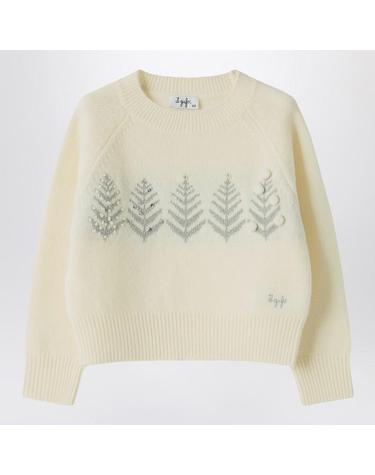 [해외직구] 25 F/W 일구포 아이보리 울 스웨터 WITH 엠브로이드 & RHINESTONES (KIDS ) A25GMA0018EM220WO-1007L B0051855075