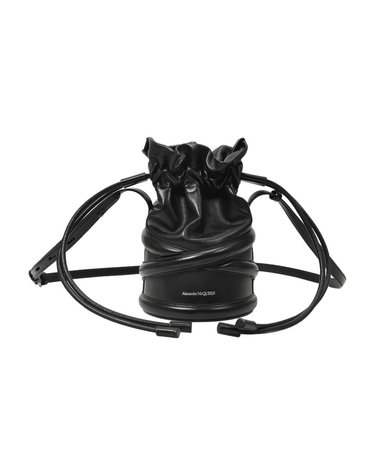 [해외직구] 22 S/S 알렉산더 맥퀸 소프트 커브 백 인 블랙 레더 6968111AXAB1000 B0731435158