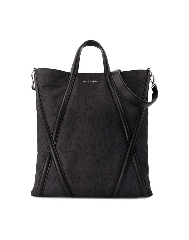알렉산더맥퀸 [해외직구] 24 S/S 알렉산더 맥퀸 하니스 쇼퍼 백 ALEXANDER MCQUEEN 나일론 블랙 7747671AAQ01000 B0731457336 착용컷