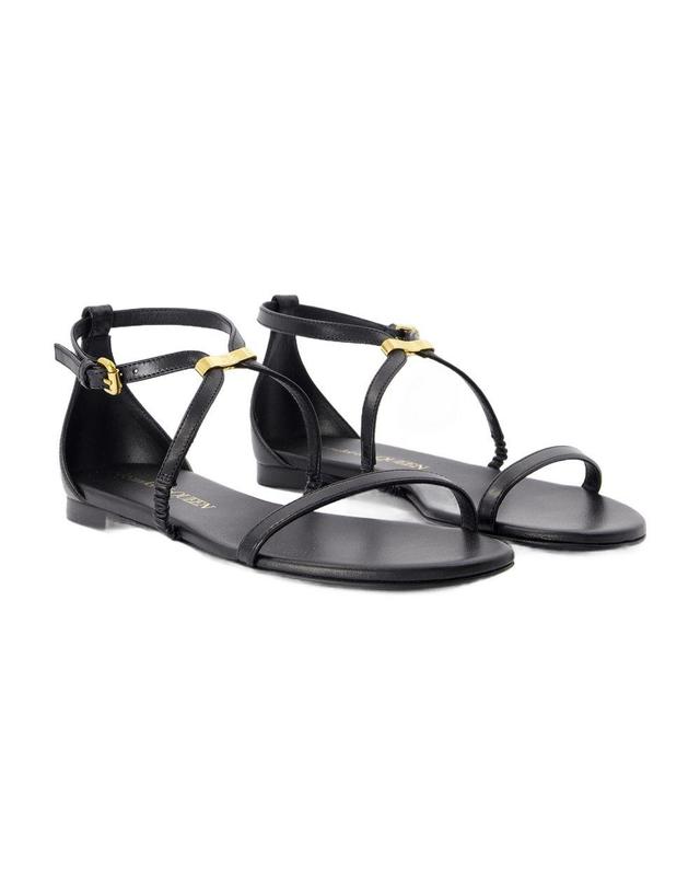 알렉산더맥퀸 [해외직구] 24 S/S 알렉산더 맥퀸 하니스 샌들 ALEXANDER MCQUEEN 레더 블랙골드 787159WIEX91088 B0731457449 착용컷
