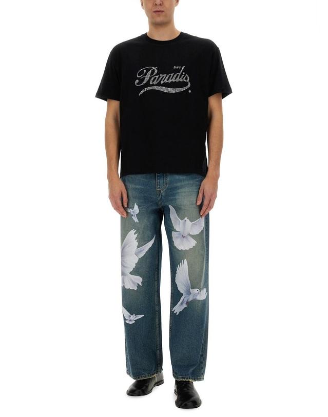 32 파라다이스 [해외직구] 25 S/S 32파라디 크리스탈 로고 티셔츠 SS25100_BLACK B0041596933 착용컷