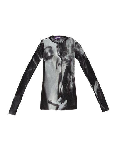 [해외직구] 26 F/W 장 폴 고티에 메쉬 롱 슬리브 탑 프린트 스모킹 WOMEN WTO557M031P/000201 B0742290918