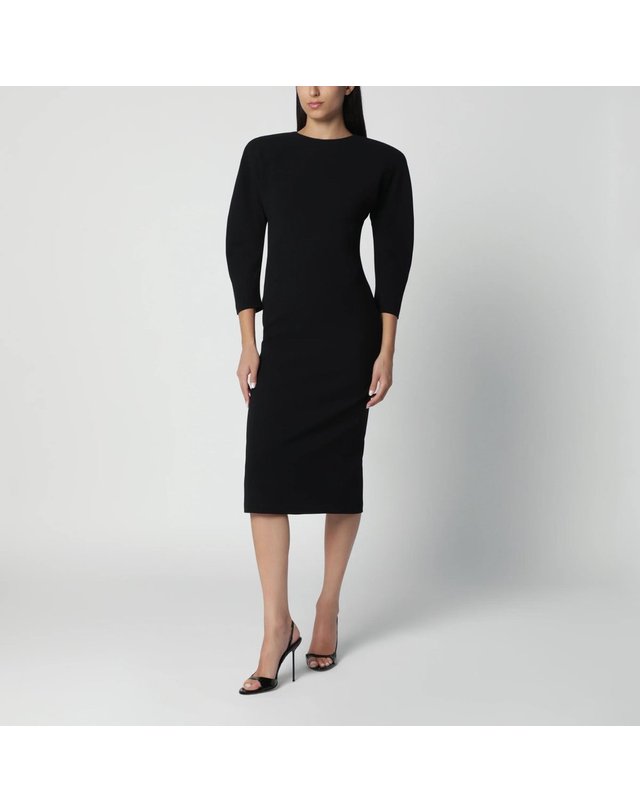 안다만 [해외직구] 26 F/W 안다만 블랙 미디 드레스 WITH ROUNDED SHOULDERS T200113ATNP263-BLK B0052240984 착용컷