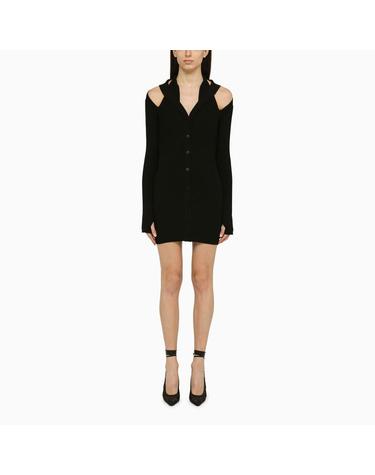 [해외직구] 24 S/S 안드레아다모 블랙 리브드 미니 드레스 WITH 컷 아웃 ADPS24DR15748169VI-0473 B0051852863