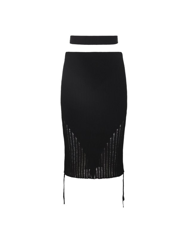 안드레아다모 [해외직구] 23 S/S 안드레아다모 블랙 비스코스 블렌드 스커트 ADPS23SK109474730473004 B0480202307 착용컷
