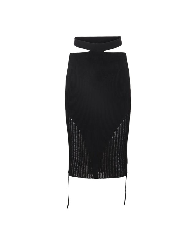 안드레아다모 [해외직구] 23 S/S 안드레아다모 블랙 비스코스 블렌드 스커트 ADPS23SK109474730473004 B0480202307 착용컷