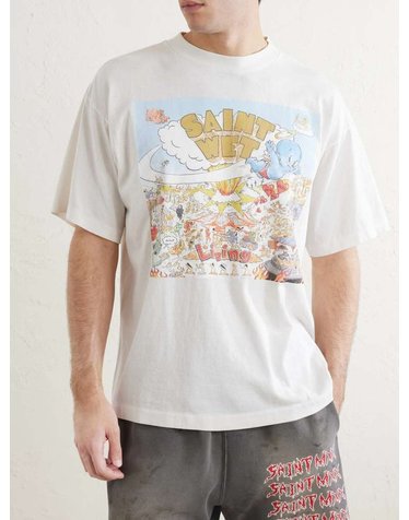 [해외직구] 세인트 마이클 세인트 WET 프린트 코튼-저지 티셔츠 SM-MK8-0000-016 B0082125009