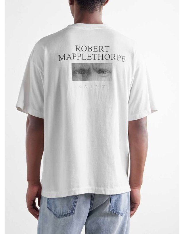 세인트 마이클 [해외직구] 세인트 마이클 로버트 MAPPLETHORPE SELFPORTRAIT 디스트레스 프린트 코튼-저지 티셔츠 SM-MK1-0000-C09 B0082316507 착용컷