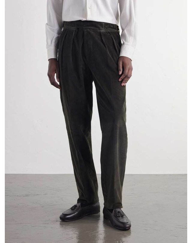 루비나찌 [해외직구] 루비나찌 MANNY 테이퍼드 플리트 코튼코듀로이 수트 트라우저 MANNY PANT B0082364103 착용컷