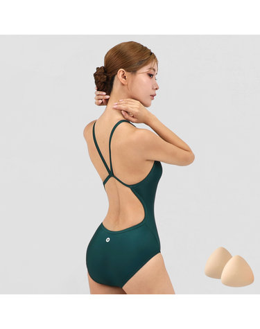 스피카 여성 스트랩 스윔웨어 SPA101 딥그린+실리콘브라캡 세트