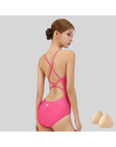 스피카 여성 크로스백 스윔웨어 SPA102 핑크+실리콘브라캡 세트