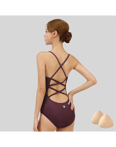 스피카 여성 더블엑스백 스윔웨어 SPA104 버건디+실리콘브라캡 세트