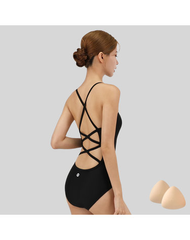 스피카 여성 더블엑스백 스윔웨어 SPA104 블랙+실리콘브라캡 세트
