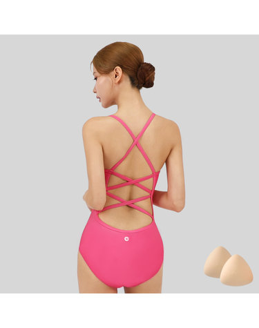 스피카 여성 더블엑스백 스윔웨어 SPA104 핑크+실리콘브라캡 세트