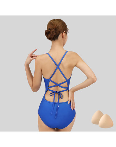 스피카 여성 리본백 스윔웨어 SPA105 로얄블루+실리콘브라캡 세트