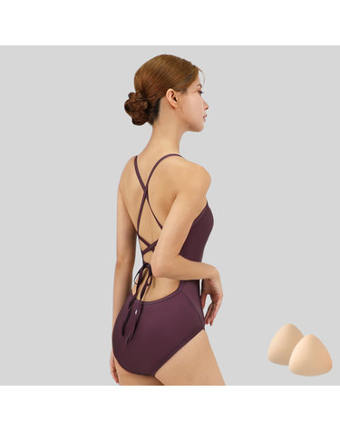 스피카 여성 리본백 스윔웨어 SPA105 버건디+실리콘브라캡 세트