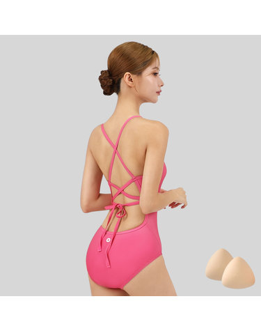 스피카 여성 리본백 스윔웨어 SPA105 핑크+실리콘브라캡 세트