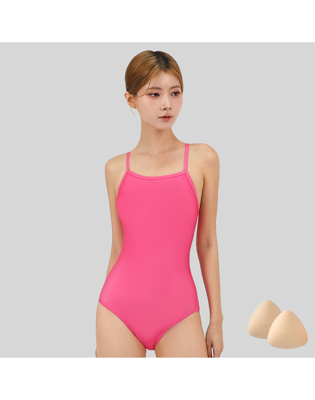 스피카 스피카 여성 엑스백 스윔웨어 SPA103 핑크+실리콘브라캡 세트 착용컷