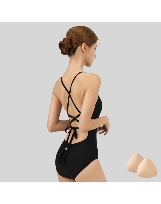 스피카 스피카 여성 리본백 스윔웨어 SPA105+실리콘브라캡 세트 착용컷