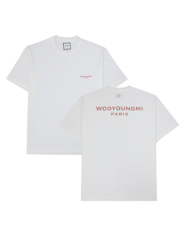 우영미 터프트 자수 백로고 남성 반팔티셔츠 W261TS09714W