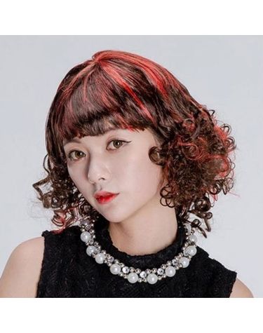 할로윈가발 브라운 브릿지 머리가발 무대가발 레드톤[WFGRL65]