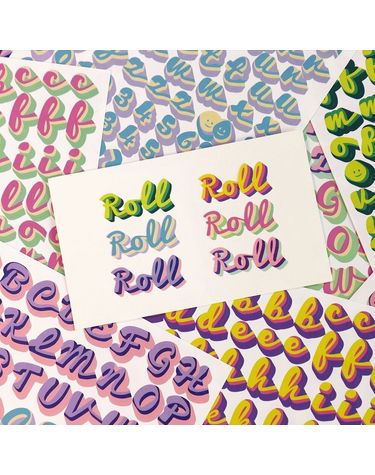 아이코닉 롤링 알파벳 숫자 스티커팩 필기체 리무버블[WE60F84]