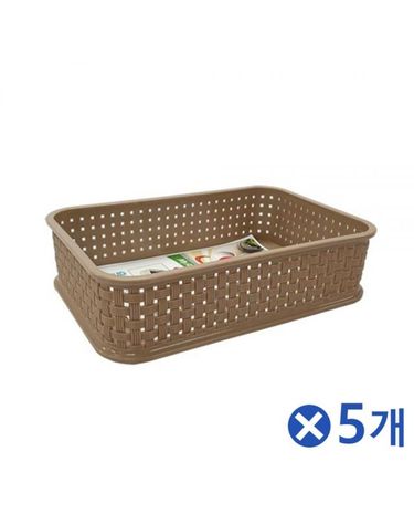 [오너클랜]라탄디자인 소품바구니 6호 색상랜덤 책상바구니[WFB4558]