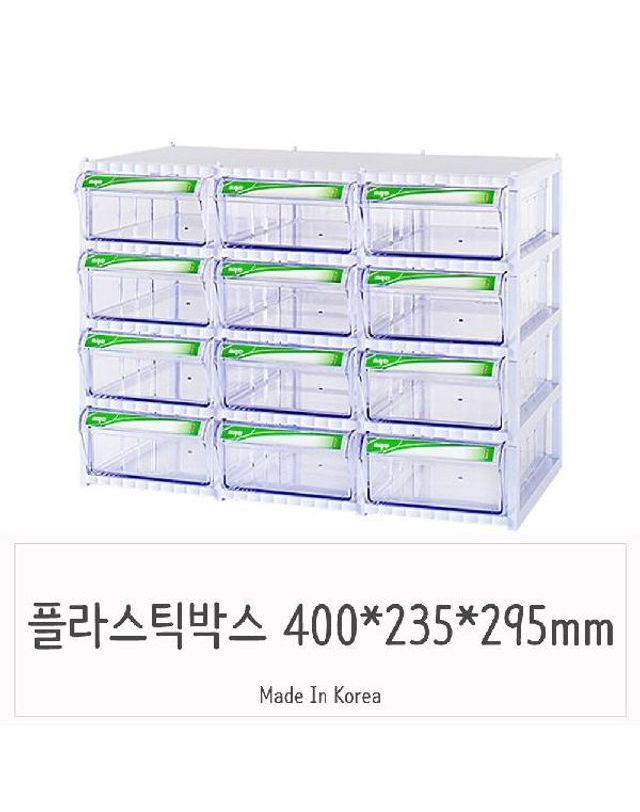 오너클랜 투명 플라스틱서랍장 12칸 부품박스[WAC3F7B] 착용컷