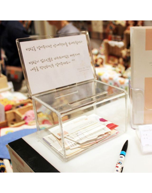 오너클랜 명함 쿠폰 응모함박스 업소 행사용 아크릴응모함 투명[WF7F8B4] 착용컷