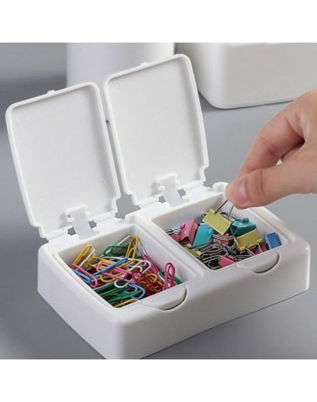 오너클랜 원터치통 2구 정리함 수납함 usb 부품 볼트 머리끈[WF30600] 착용컷