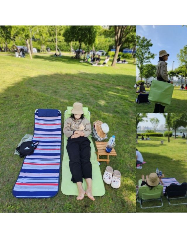 오너클랜 [오너클랜]휴대용 비치베드 그라운드체어 캠핑 야외침대[WFFGUIV] 착용컷