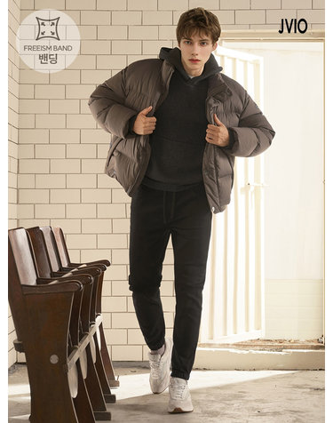 [JVIO] 남성 밴딩 데님 조거팬츠_블랙 (LJ21M553BK)