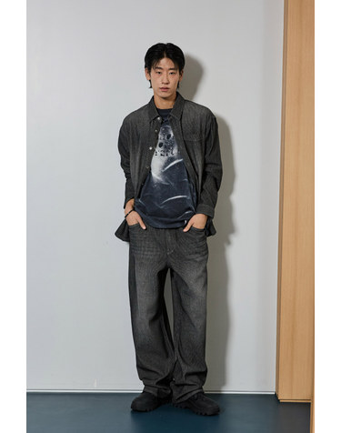 [SET] 스트라이프 와이드 밴딩 데님 팬츠(B265DP062P)