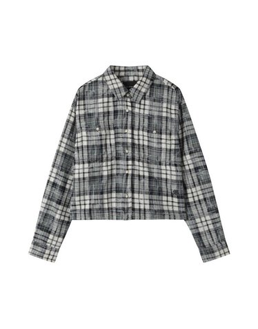 버커루 여성 다잉 체크 크롭 긴팔 셔츠(B263SH500P)