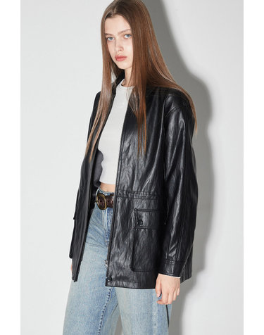여성 중힙기장 인조가죽 자켓(B255LI600P)