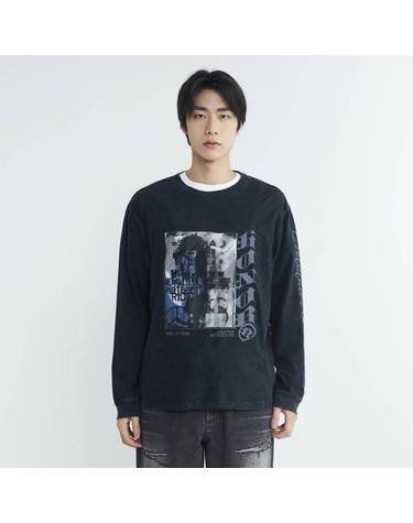 남성 16수 싱글 그래픽 가먼트다잉 라운드 티셔츠(B233TS300P)