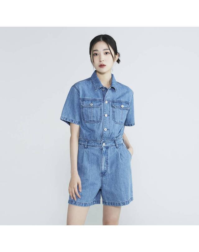 여성 반팔 데님 점프수트 B232do997p 
