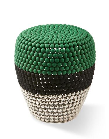 Stripe dot stool _Green Combi