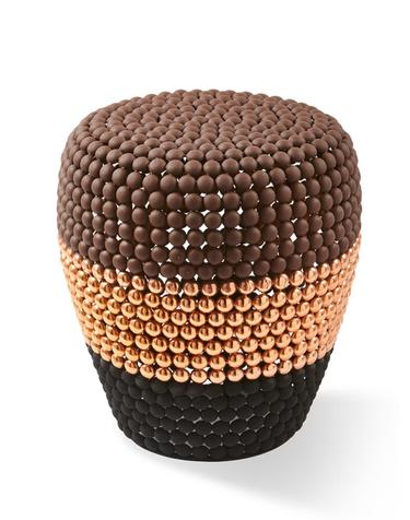 Stripe dot stool _Brown Combi